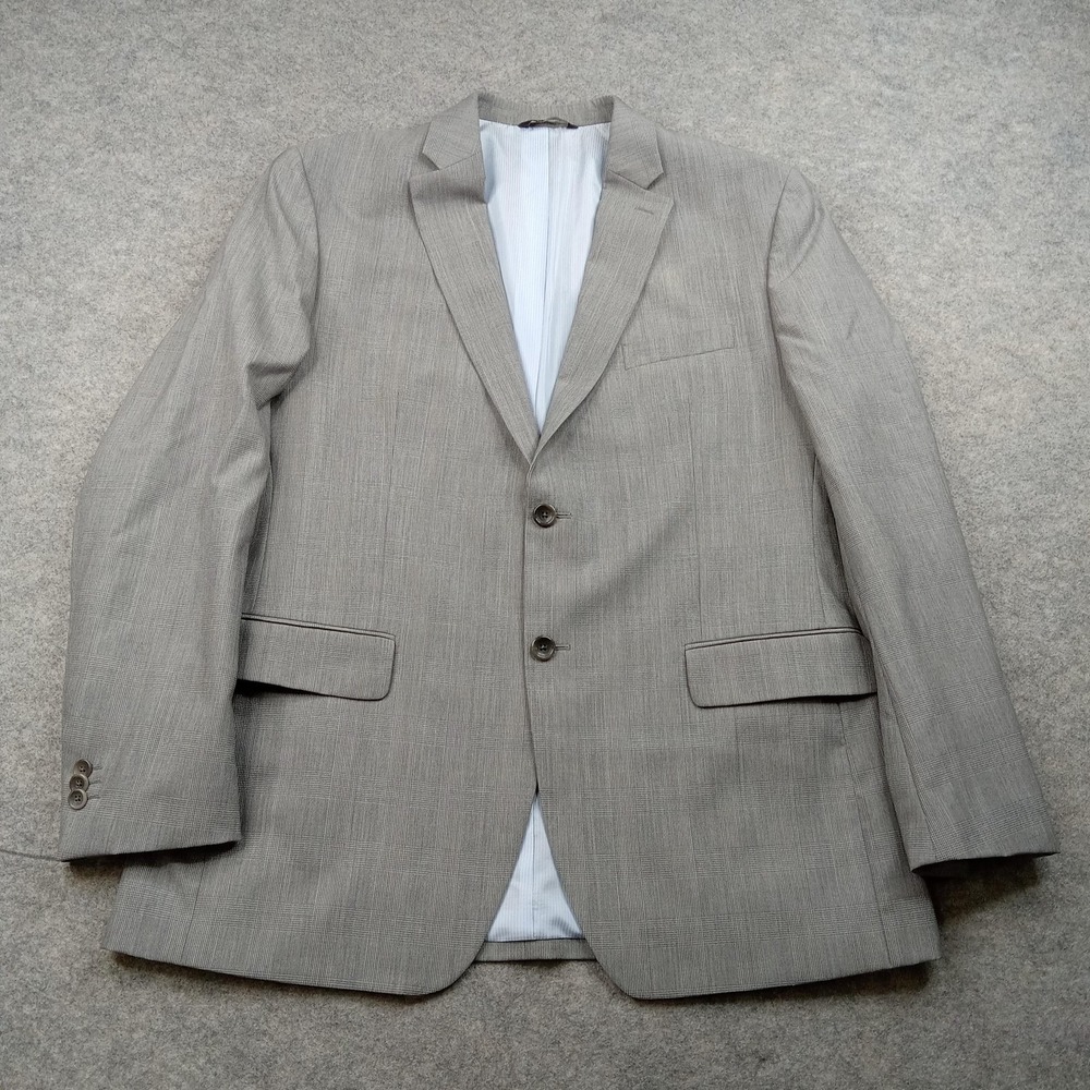 Banana Republic Blazer Mens 44R Gray Plaid Wool Tailored 2 Button‎ Suit Jacket